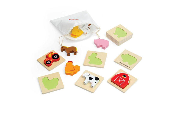 10pc Bigjigs Toys Farm Feel & Find Kids Children Sensory Puzzle Wooden Toy 10m+