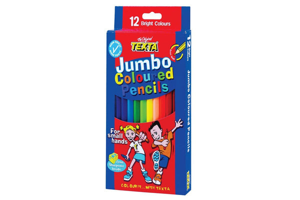 12pc Texta Jumbo Colouring Pencils Art Drawing Coloured Draw Pencil f Kids