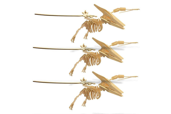 3x Heebie Jeebies Wood Pteranodon Kit Dinosaur Kids Building Toy 52cm Small 6y+