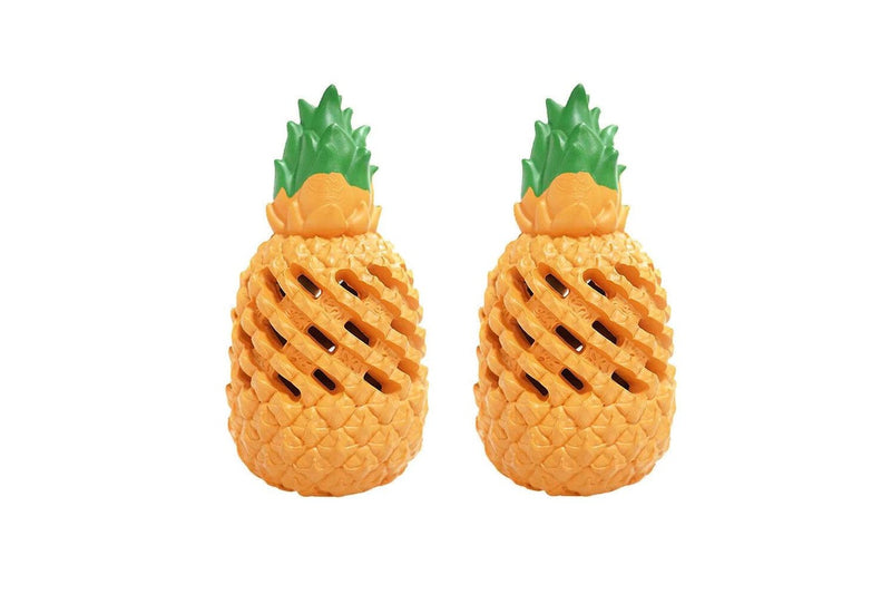 2x Petopia Ultra Tough 9cm Rubber Pawsome Pineapple Dog Toy Chew Treat Mini ORNG