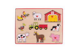 9pc Bigjigs Toys 30cm Lift Out Puzzle Farm Kids Children Wooden Sensory Toy 3y+