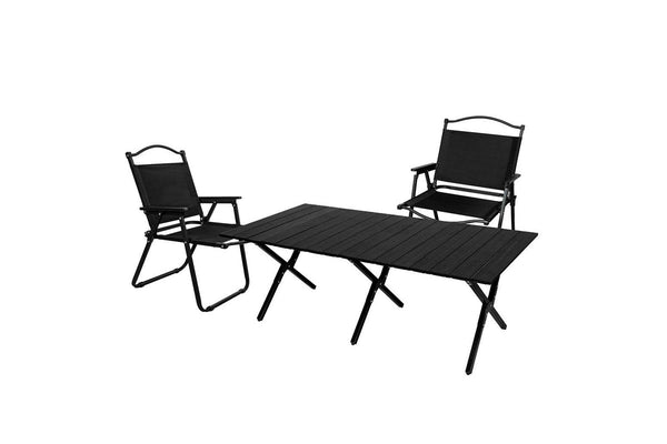 Levede Folding Camping Table Chair Set Portable Black