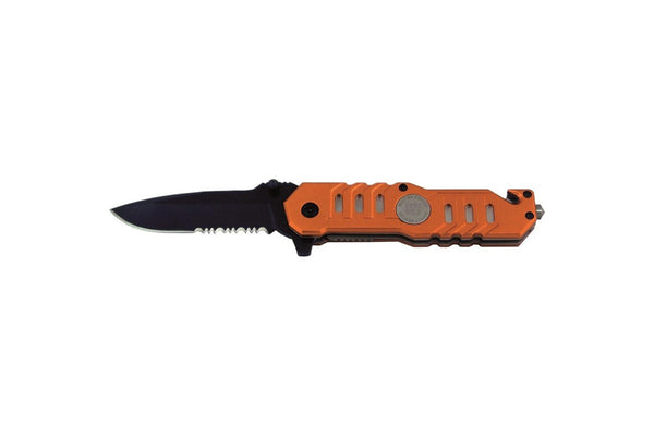 Whitby Knives Safety Survival Camping SS Pocket Lock Knife Orange - 4.5'' Blade