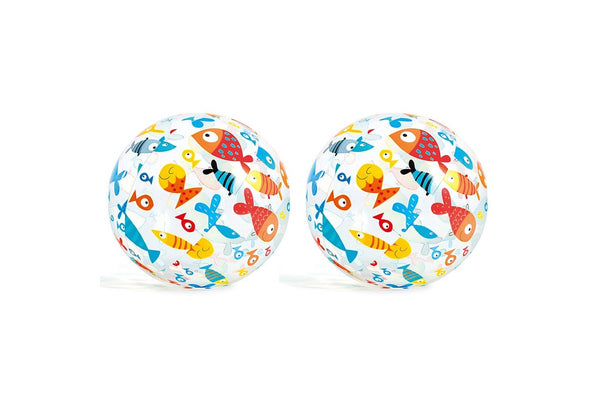 2x Intex 51cm Lively Print Balls Beach Toy Kids 3y+ Pool Party Water Play Assort