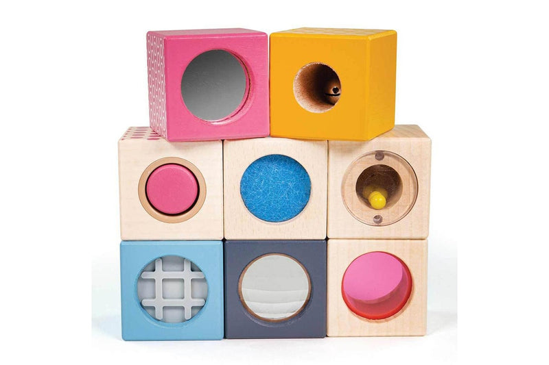 Bigjigs Toys FSC Sensory Blocks Kids Children Play Wooden Stacking Toy Set 12m+