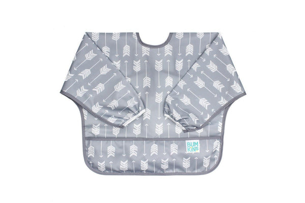 Bumkins: Waterproof Sleeved Bib - Grey Arrow