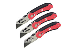 3PK Spear & Jackson Metal Folding Utility Knife w 10-Blades Cutter Hand Tool