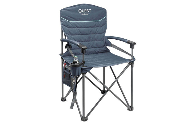 Quest Outdoors Castaway Hard Arm Camping Chair Hiking Picnic Seat Midnight