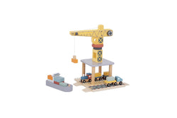 24pc Tooky Toy Port Crane Cargo Wooden Toy Building Block Kids Children Set 3+