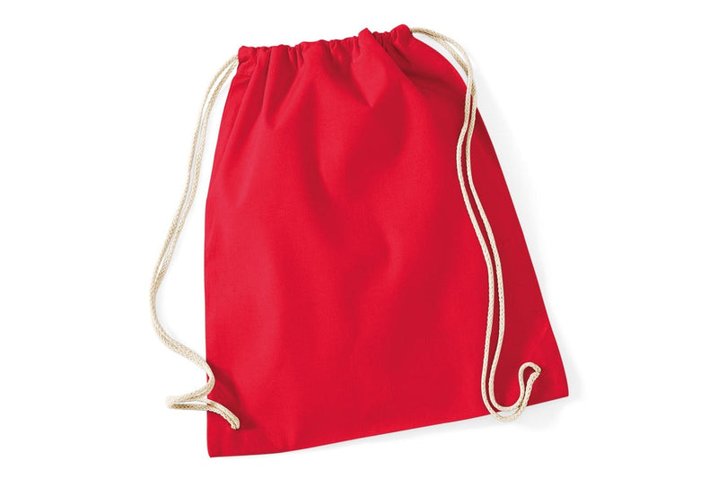 Westford Mill Cotton Gymsac Bag - 12 Litres (Pack of 2) (Classic Red) (One Size)