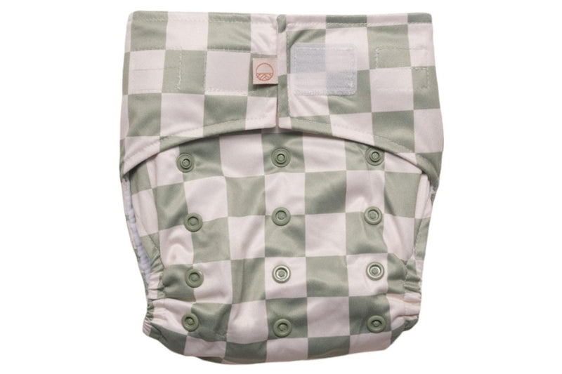 Nestling: SIMPLE Complete Nappy - Moss Check (One Size)