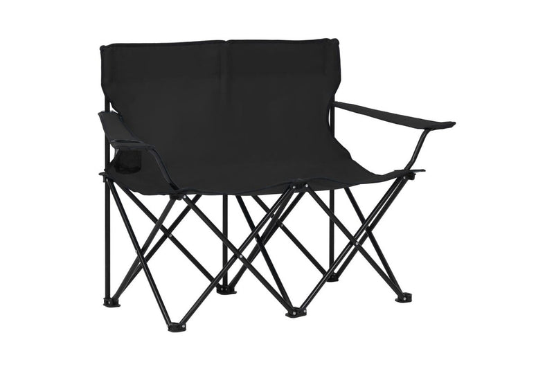 2-Seater Foldable Camping Chair Steel and Fabric Black vidaXL