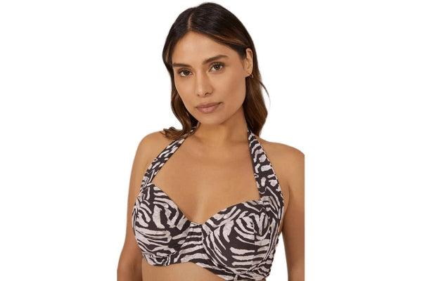 Gorgeous Womens/Ladies Animal Print Non-Padded Bikini Top (Brown) (34F)