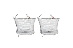 2x Fishteck Koonak Round 60cm Rigged Net Storage Basket Fishing Container Black