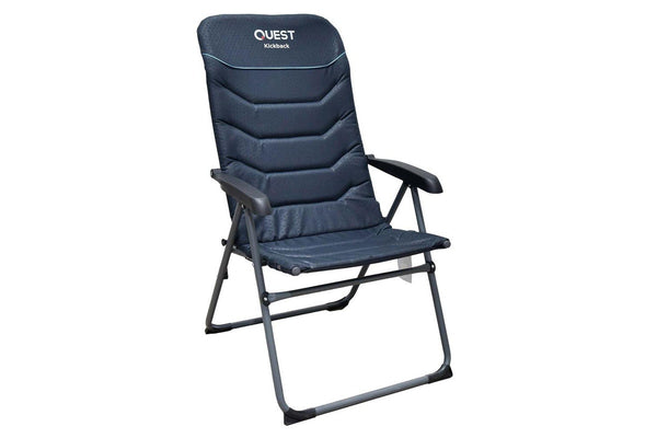 Quest Outdoors Steel Frame Kickback Reclining Folding Camping Chair Blue