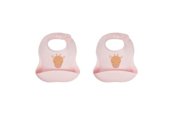 2x Splosh Baby Giraffe Feeding Bib Adjustable Food Catcher 23x24cm Pink 0+