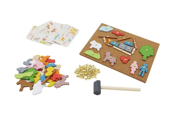 Kaper Kidz Farm Animals Tap A Shape With Hammer Nails Kids Activity Set 3+