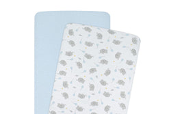 2pc Living Textiles Cotton Jersey Co-Sleeper Cradle Fitted Sheet Mason Elephant