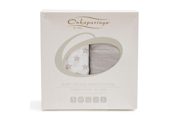 2PK Onkaparinga Baby Swaddle Muslin Sleeping Blanket Wrap Cotton Wraps Silver