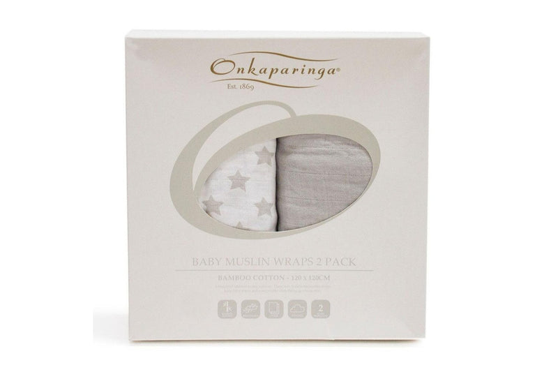 2PK Onkaparinga Baby Swaddle Muslin Sleeping Blanket Wrap Cotton Wraps Silver