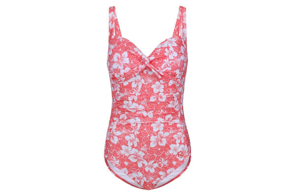 Regatta Womens/Ladies Sakari Hibiscus Tummy Control One Piece Swimsuit (Peach Bloom) (10 UK)