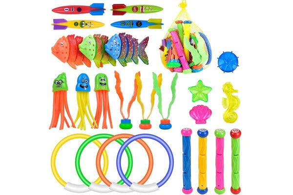 28Pcs Set Pool Diving Swimming Toys for Kids Summer Underwater Game Toys