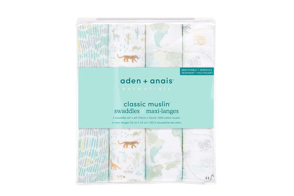 4PK Aden Anais 112cm 100% Cotton Muslin Classic Swaddle Wrap Baby Infant Blanket