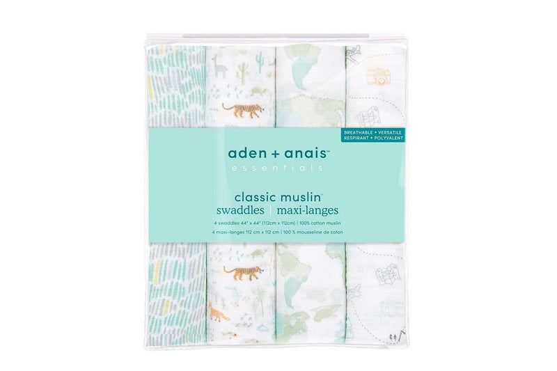 4PK Aden Anais 112cm 100% Cotton Muslin Classic Swaddle Wrap Baby Infant Blanket