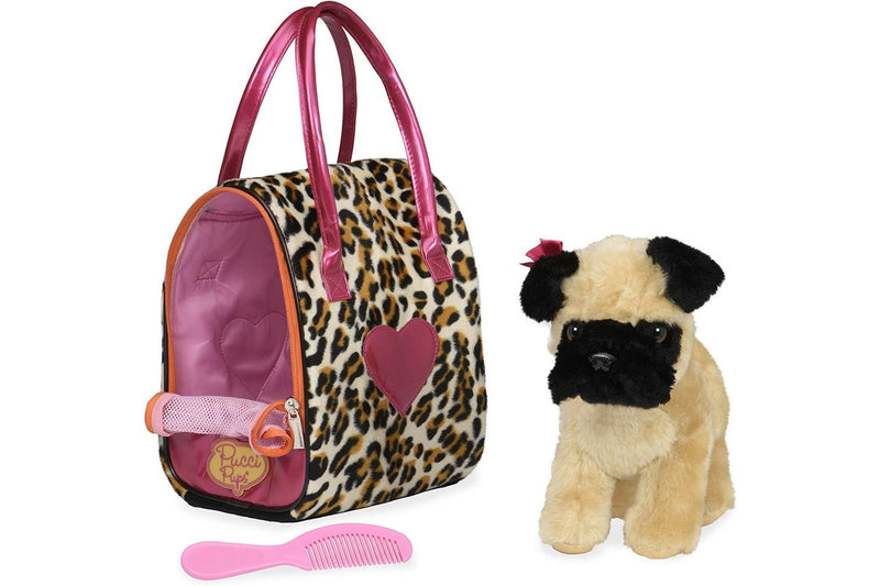 Pucci Pup - Leopard Plush Glam Bag & Pug