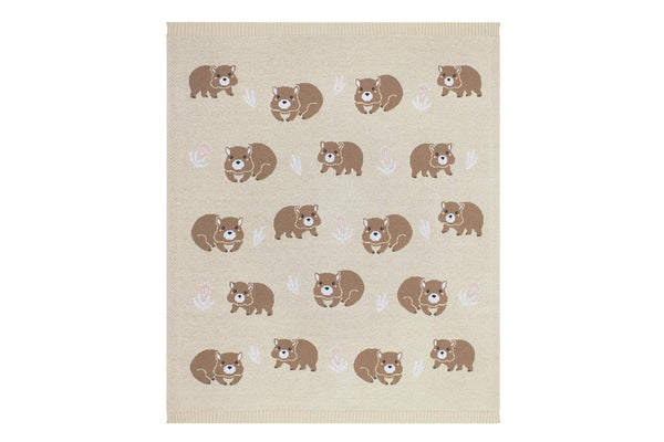 Living Textiles Australiana 85cm Cotton Baby Blanket Comforter Wombat Beige