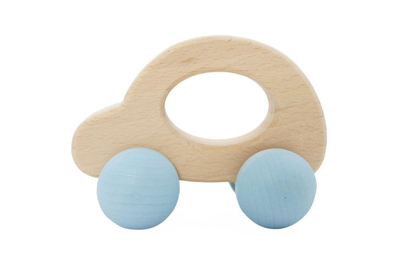 Hess Spielzeug 10cm Wooden Rolli Car Play Toy Baby Children 10m+ Natural Blue