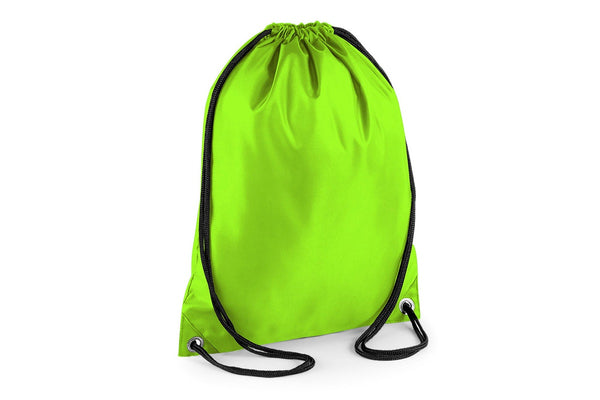 BagBase Budget Water Resistant Sports Gymsac Drawstring Bag (11 Litres) (Pack of 2) (Lime) (One Size)