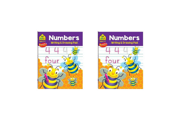 2x School Zone Numbers Writing and Drawing Excersise Pad Educational Kids 3y+