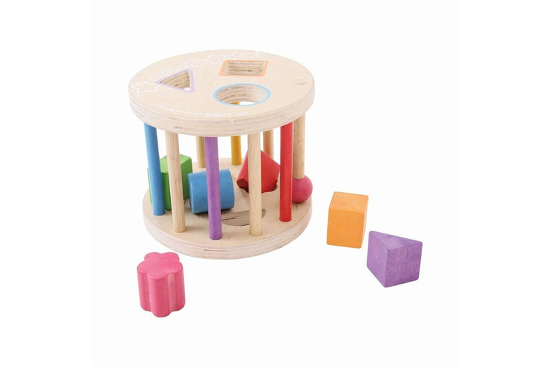 7pc Bigjigs Toys 15cm First Rolling Shape Sorter Kids Educational Wooden Toy 1+