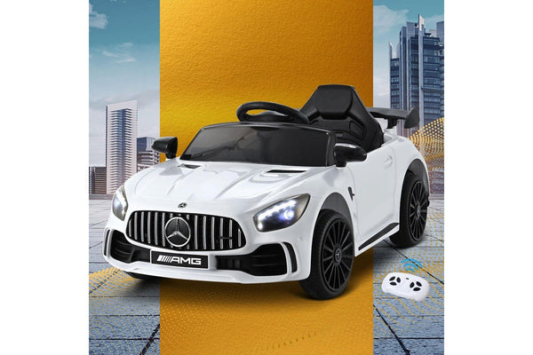 Kids Electric Ride On Car Mercedes-Benz AMG GTR Licensed Toy Cars Remote White