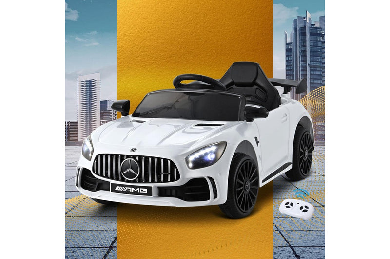 Kids Electric Ride On Car Mercedes-Benz AMG GTR Licensed Toy Cars Remote White