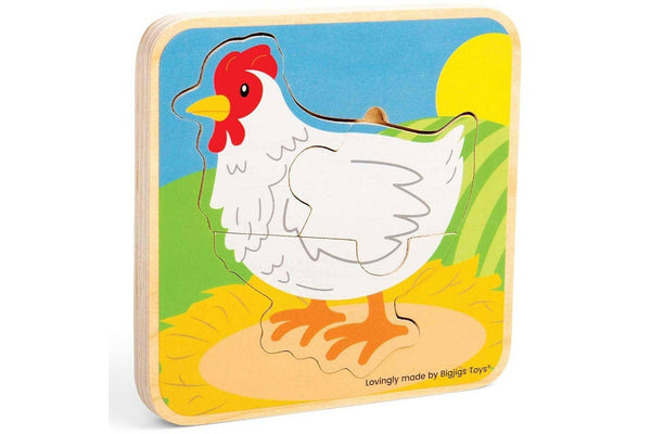 7pc Bigjigs Toys Lifecycle Puzzle Chicken Kids Children Sensory Wooden Toy 18m+