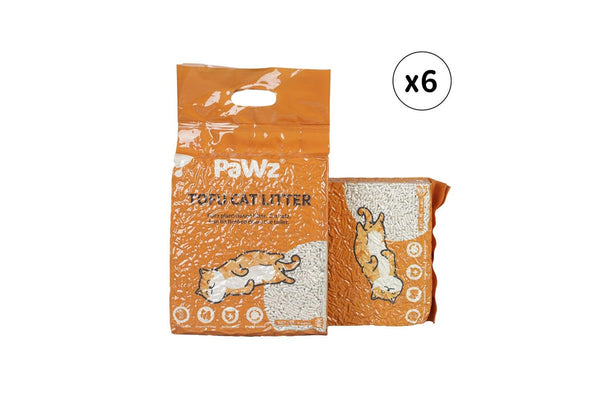 Pawz 2.5kg Tofu Cat Litter Clumping Flushable Fast Super Absorben Natural x6