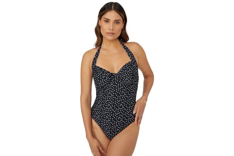 Gorgeous Womens/Ladies Spotted Underwired One Piece Swimsuit (Monochrome) (32FF)