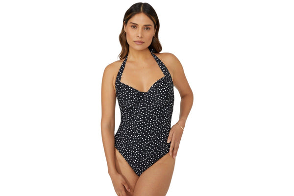 Gorgeous Womens/Ladies Spotted Underwired One Piece Swimsuit (Monochrome) (32E)