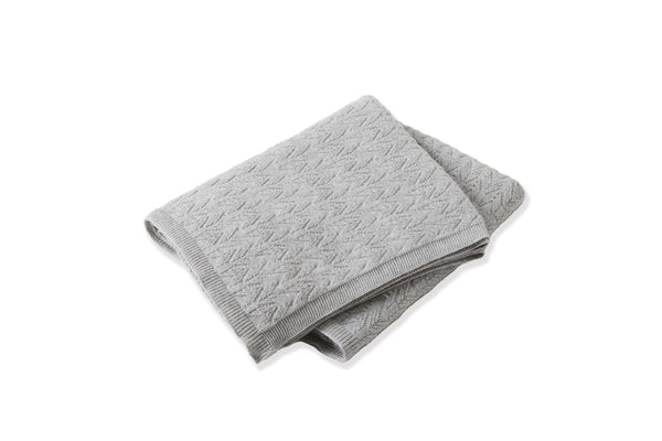 Jiggle & Giggle Blair 80x100cm Cotton Knit Baby Kids Blanket For Cot Pram Grey