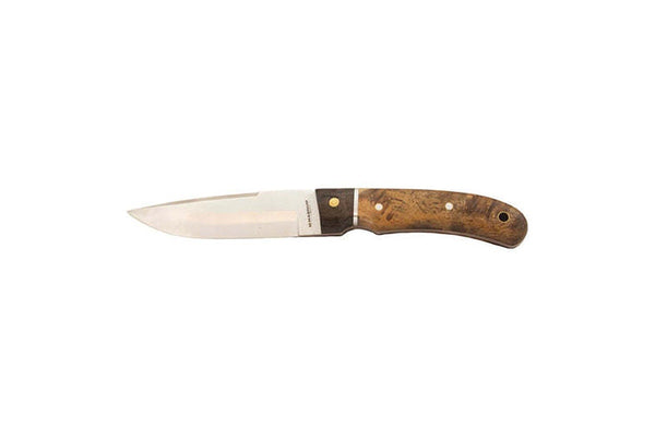 Whitby Pakkawood Burlwood Handle Survival Camping Knife w Sheath - 4.5'' Blade