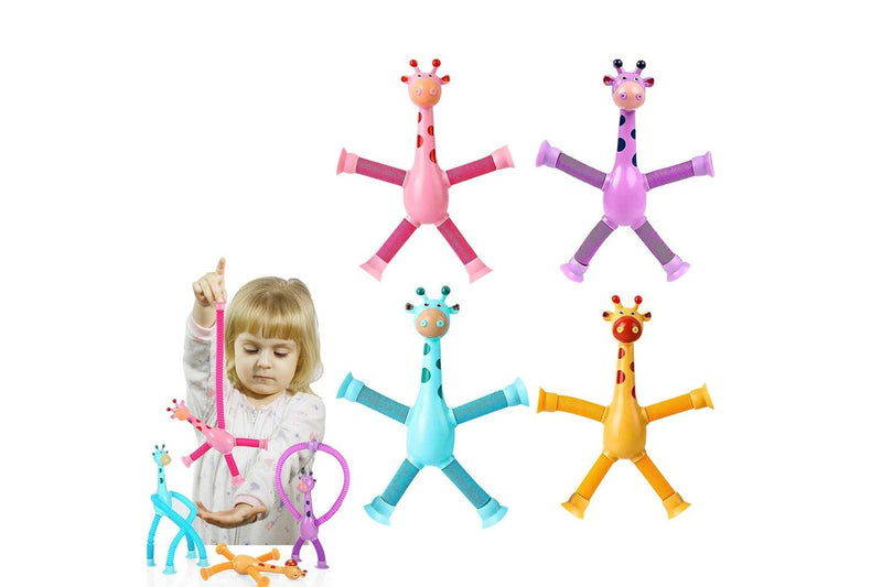 4Pcs Telescopic Suction Cup Giraffe Toy Fun Tube Toy Kid Toy