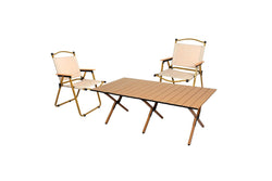 Levede Folding Camping Table Chair Set Portable Brown