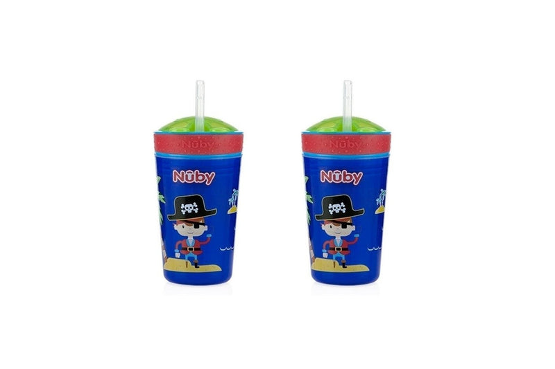 2x Nuby 2-in-1 Snack and Sip Drinking Cup w Container 270ml 6m+ Assorted