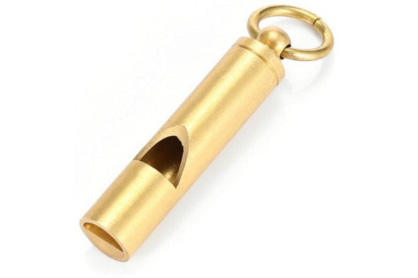 Compact Brass Survival Whistle Tool With Key Ring Golden Safety Whistles