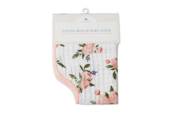 Little Unicorn: Muslin Burp Cloth - Watercolour Roses