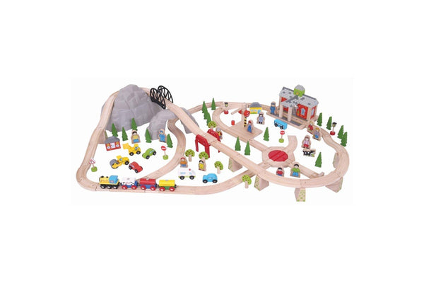 Bigjigs Rail Mountain Railway Train Set Kids Children Interactive Wooden Toy 3y+