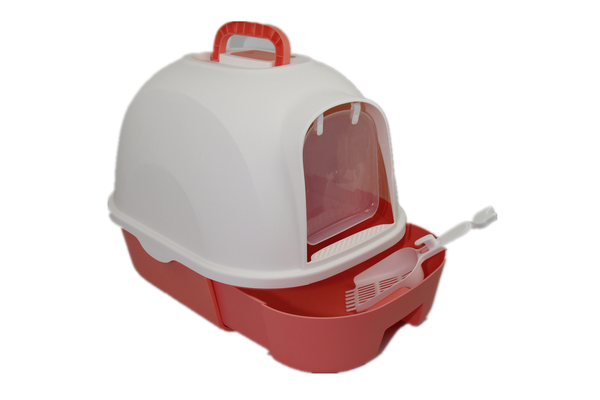 YES4PETS Large Hooded Cat Toilet Litter Box Tray House With Drawer and Scoop Red