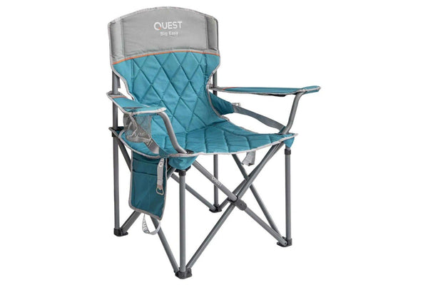 Quest Big Easy 101cm Aluminium Camp Chair w Armrests Outdoor Camping Picnic Blue